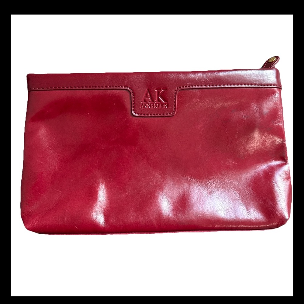 Anne Klein Red Leather Clutch